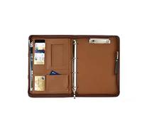 A4 Porte-document de voyage personnel pour confére Organiseur A4 à fermeture éclair avec bloc-notes et calculatrice, noir marron, for inclus(Bruin,No Notebook)