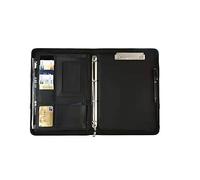 A4 Porte-document de voyage personnel pour confére Organiseur A4 à fermeture éclair avec bloc-notes et calculatrice, noir marron, for inclus(Svart,No Notebook)