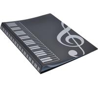 A4 Sheet Music Storage Folder 40 Pockets G Clef-Black