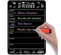 A4 Tableau Noir Effaçable - Planning Repas - Menu Semaine Frigo Magnétique Noir 30x21 cm - Liste Courses - Organisateur Cuisine - pour Gestion Alimentaire et Repas - pour Marqueur Craie Liquide