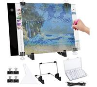 A4 Tablette lumineux LED Pour Broderie Diamond Painting, Luminosité Réglable, Kit doutils de Peinture Diamant Bricolage