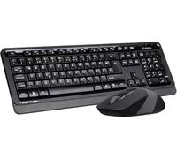 A4 Tech FG1010 Clavier multimédia turc FN 2,4 G + souris optique 2000 DPI Noir/gris