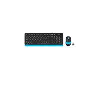 A4 Tech FG1010 Clavier Multimédia Turc FN 2.4G Q + Souris Optique 2000 DPI Noir/Bleu