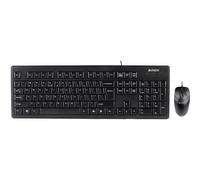 A4Tech KRS-8372, pleine grandeur (100%), filaire, USB, QWERTY, noir, souris incluse