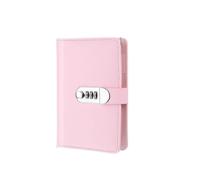 A5 A6 90Pages Password Book with Lock Diary Binder Refillable Paper with Pen Card Slot Leather Notebook Journal Student Notepad pour l'organisation quotidienne personnelle(A6 Pink)
