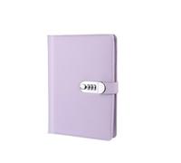 A5 A6 90Pages Password Book with Lock Diary Binder Refillable Paper with Pen Card Slot Leather Notebook Journal Student Notepad pour l'organisation quotidienne personnelle(A5 Purple)