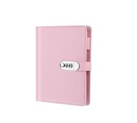 A5 A6 90Pages Password Book with Lock Diary Binder Refillable Paper with Pen Card Slot Leather Notebook Journal Student Notepad pour l'organisation quotidienne personnelle(A5 Pink)