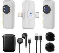 A5-Basic Micro-Cravate Sans Fil Pour Iphone, Android, Mini-Micro À Clip Avec Réduction De Bruit,Portée 100M,Autonomie 10H,Micro Sans Fil Pour Vidéo,Vlog,Podcast,Asmr Et Streaming - Blanc(2 Tx + 1 Rx)
