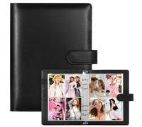 A5 Binder Card Collector with 30 Pack 4-Pocket Pages, 6 Ring Binder Album with 240 Card Slots, PU Leather Binder Cover with Magnetic Buckle Closure (Noir)