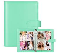A5 Binder Card Collector with 30 Pack 4-Pocket Pages, 6 Ring Binder Album with 240 Card Slots, PU Leather Binder Cover with Magnetic Buckle Closure (Vert)