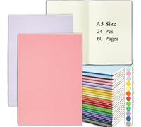 A5 Cahier Page Blanche, Lot of 24 Carnet de Notes Kraft 60 Page/30 Feuillet | Cahier Blanc Carnet de Dessin Vierge Bloc Note pour Brouillon Ecriture Adultes Enfants École Bureau- 12 Couleurs