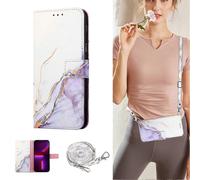 (A5) Case For Oppo Find X5 Pro Crossbody Neck Strap Lanyard Cover Marble Magnetic Wallet Leather Case