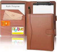 A5 Conference Folder With Writing Pad Holder,Leather Organizer,A5 Size,Conference,Card Holder,Pen Holder,Storage Compartment,Magnetic Buckle (Brown)