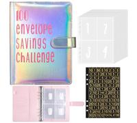 A5 enveloppe budget,classeur budget,budget planner,avec 100 enveloppes Poches et suivi du défi,100 enveloppes Saving Challenge,Économiser Organisateur(argenté)