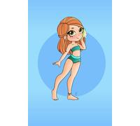 A5 Exercise Book College Ruled Paper 100 Pages: Cute Girl Design July for Teen Students and Children
