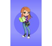 A5 Exercise Book College Ruled Paper 100 Pages: Cute Girl Design September for Teen Students and Children