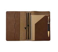 A5 Leather Notebook Cover,with Elastic Band,Refillable Vintage PU Journal | Handmade Notebook Cover with Card Slots, Pen Loop, Multiple Pockets,for Work, Study & Travel