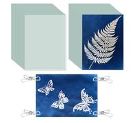 A5 Papier Cyanotype, 32 Pièces Papier D'impression Solaire avec Outil en Plastique et Pince Pa pier Art Solaire Haute Sensibilité pour Enfants Adultes Artisanat Projet de Bricolage