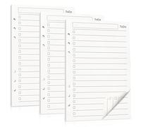 A5 To Do List Recharge Papier Planificateur Journalier Non Daté 3 Paquets 6 Trous 135 Feuilles A5 Rechargeable Refill Paper Daily Planner avec Liste TO-DO, Emploi du Temps Recto-Verso (Blanc)