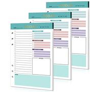 A5 To Do List Recharge Papier Planificateur Journalier Non Daté 3 Paquets 6 Trous 150 Feuilles A5 Rechargeable Refill Paper Daily Planner avec Liste TO-DO, Emploi du Temps Recto-Verso (Vert)