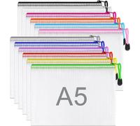 A5 Transparent Zipped Document Pouch,12 Colours,12 Colours For Storing Documents,Cosmetics And Travel Accessories
