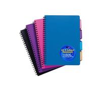 A5 Wirebound Project Notebook with 4 Moveable Internal Dividers - 100 Sheets=200 Pages - Ruled - Size - 210mm X 148mm - Available in Pink, Blue, Black, Purple by Tiger