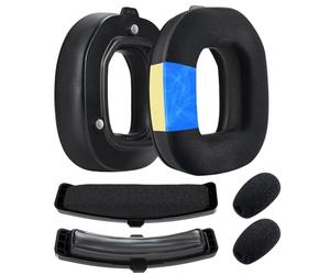 A50 Gen 4 Mod Kit - Coussinets, Bandeau de Rechange et Mousse de Microphone pour Logitech G Astro A50 Gen 4 Casque par MMOBIEL - Gel Réfrigérant Coussinet, Bandeau PU Protéiné et de Velours - Noir