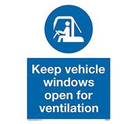 A5P Lot de 5 panneaux « Keep Vehicle Window Open for Ventilation » avec symbole obligatoire 150 x 200 mm