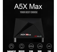 A5X MAX TV Box 4GB DDR3 SDRAM 32GB Flash RK3318 Quad-Core pour Android 9.0 4K HD H.265 2.4G WiFi Media Player Réglementation européenne