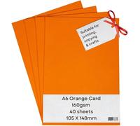 A6 Orange Printer Card 160Gsm 40 Sheets Coloured Card For Making, Printing, Copying.