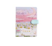 A6 - Peinture à l'huile peinte à la main - Livre à la main - Boucle magnétique - Carnet de page de couleur - A6 - Lune ombre fleur mer