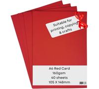 A6 Red Printer Card 160Gsm 40 Sheets Coloured Card For Making, Printing, Copying