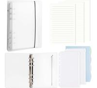 A6 Ring Binder With 135 Sheets Refill Paper,2 Pieces Zipped Pocket And 4 Dividers,Mini Binder For Travel Notebook,Planner