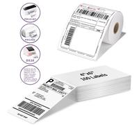 A6 taille 4x6 ''4x4'' étiquettes d'expédition papier pliable 241BT 246S D520 DYMO 4XL zèbre Munbyn Nelko pour code à barres LOGO 100-White Fold