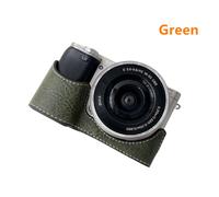 A6000 A6100 A6300 A6400 PU demi-Base sac corps housse coque de protection pour Sony ILCE-6000 ILCE-6100 ILCE-6300 appareil photo - Type green
