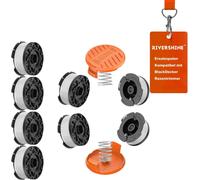 A6481,A6485 Spool of Wire Cutting Edging,1.65 mm Spool of Strimmer Wire,Compatible with Black and Decker Edge Cutter,8 Spools of Spare Wire,2 Lids and 2 Springs