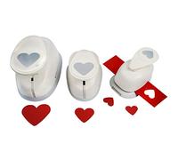 MCE-Commerce Herz Lot de 3 perforatrices à Motif en Forme de cœur, Plastique, Blanc, 1x 1,6cm, 1x 2,54cm, 1x 3,81cm