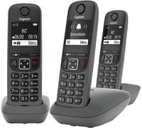 A695 Trio - Téléphone Dect Sans Fil - 3 Combinés Avec Grand Écran À Haut Contraste - Excellente Qualité Audio - Fonction Mains Libres - Protection D'Appels, Gris [Version Française]