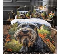 A6S3N9T2 Housse de Couette Chien imprimé Microfibre Chambre ado | Single（140x200cm）toucher doux anti-allergie entretien facile fermeture éclair déco animal chambre cosy