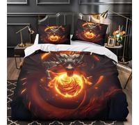 A6S3N9T2 Housse de Couette Dragon de Feu | Double（200x200cm）Microfibre douceur confort respirant chaleur légère Fermeture éclair maintien sûr lavage machine entretien
