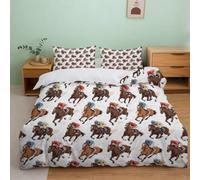 A6S3N9T2 Parure de lit imprimé Chevaux Chambre ado | Double（200x200cm）microfibre douce toucher agréable hypoallergénique fermeture éclair entretien facile lavable en machine san