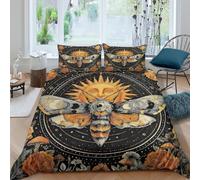 A6S3N9T2 Parure de lit Soleil Mite Céleste Chambre Ado | Super king（260x220cm）toucher microfibre doux fermeture éclair pratique déco bohème style astrologie idée cadeau jeunes