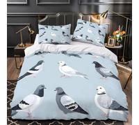 A6S3N9T2 Parure Housse de Couette Motif Pigeon Chambre ado | Double（200x200cm）tissu microfibre toucher doux hypoallergénique fermeture éclair entretien facile lavage machine style moder