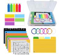 A7 Index Boxes,20.5 X 13.5 X 3 Cm,With 350 Cards,100 Arrow Tabs,5 A-E Index Tabs,6 Rings,3 Stickers & 6 Tabs,Card Boxes For Study Notes,Office