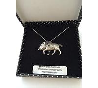 A71 Collier en argent sterling 925 avec 4 pendentifs en forme de sanglier Fait main Chaîne de 45,7 cm avec coffret cadeau Prideindetails