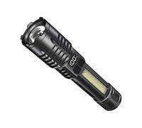 A76 Lampe de poche LED rechargeable avec lumière latérale COB, 7 modes, zoomable, IPX6, rechargeable par USB, noir Ncb345 (noir, 3,8 x 15,3 cm)