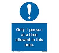 A7P Lot de 5 panneaux de remerciement Inscription Only 1 person at a time allowed in this area 75 x 100 mm