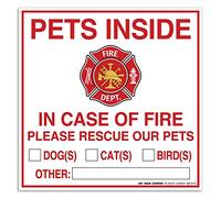 A86-327-4VL Lot de 4 autocollants en vinyle avec inscription « In Case of Fire Please Rescue Our Pets » 15,2 x 15,2 cm