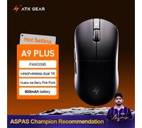 (A9 Plus-Black) ATK Dragonfly A9 souris de jeu e-sports Ultra sans fil Ultra-légère Tri-mode double souris ergonomique 8K A9 Plus PAW3395/3950