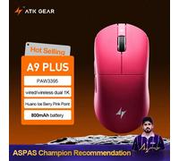 (A9 Plus-Rose) ATK Dragonfly A9 souris de jeu e-sports Ultra sans fil Ultra-légère Tri-mode double souris ergonomique 8K A9 Plus PAW3395/3950